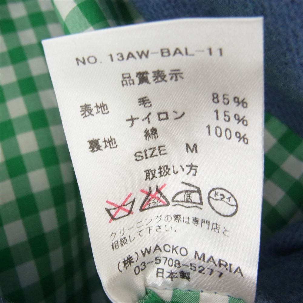 WACKO MARIA ワコマリア 13AW-BAL-11 × WOOLRICH ウールリッチ ウール チェスター バルカラー コート  ライトブルー系 M【中古】