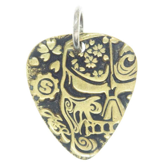 STARLIN GEAR スターリンギア ギャランティ付属 Mc Swain マックスウェイン スモール ギターピック ペンダントトップ カミカゼ桜流水 ブラス ゴールド系【中古】