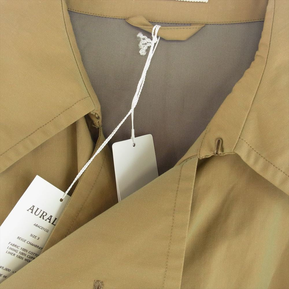 AURALEE オーラリー 18aw A8AC01CG FINX CHAMBRAY BIG TRENCH COAT フィンクス シャンブレー ビッグ トレンチコート ブラウン系 3【美品】【中古】