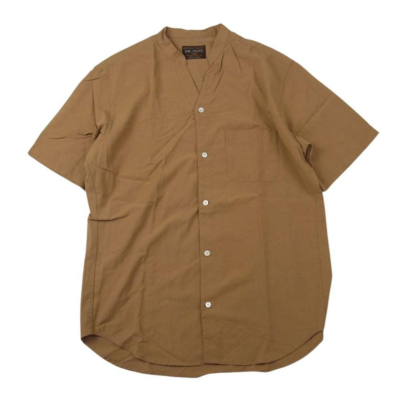 MR.OLIVE ミスターオリーブ M-20229 DRAPE RAYON レーヨン スタンド スキッパー 半袖 シャツ ベージュ系 L【中古】