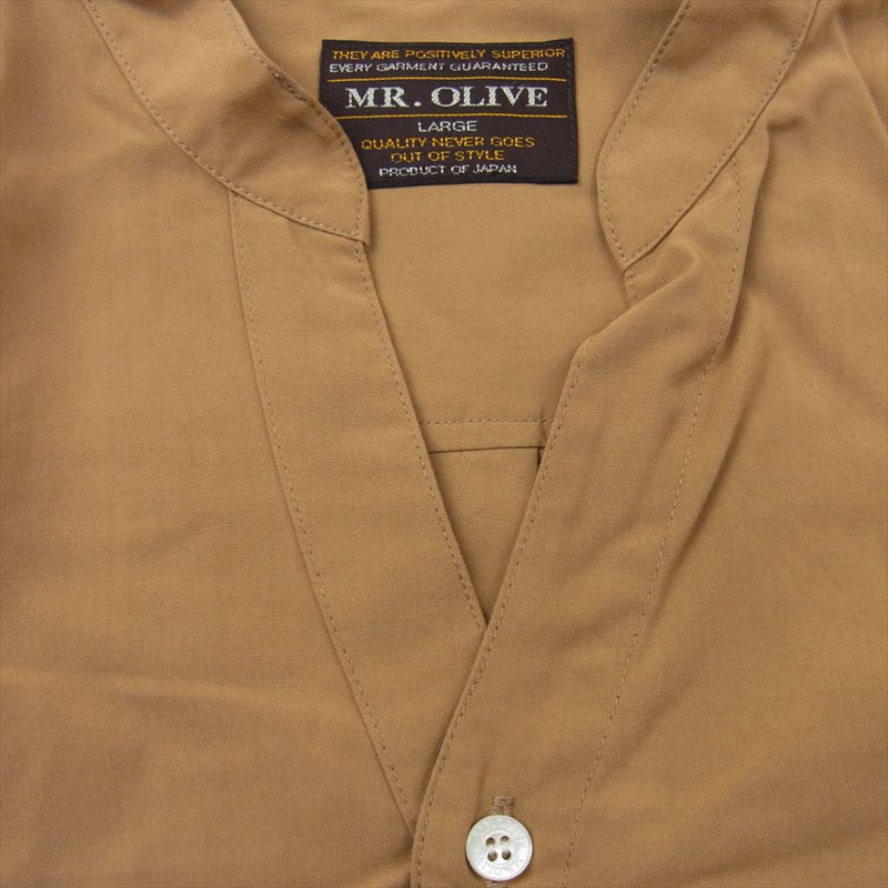 MR.OLIVE ミスターオリーブ M-20229 DRAPE RAYON レーヨン スタンド スキッパー 半袖 シャツ ベージュ系 L【中古】