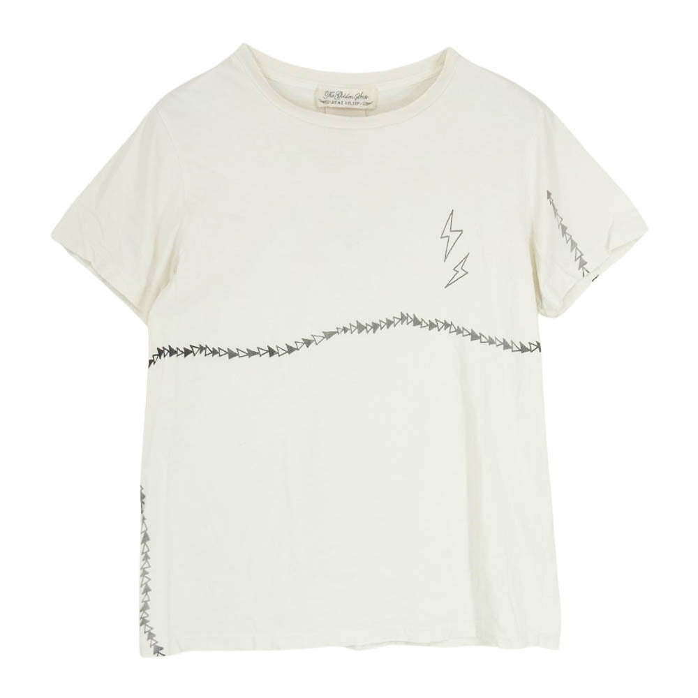 REMI RELIEF レミレリーフ サンダー ロゴ プリント クルーネック 丸首 半袖 Tシャツ オフホワイト系 L【中古】