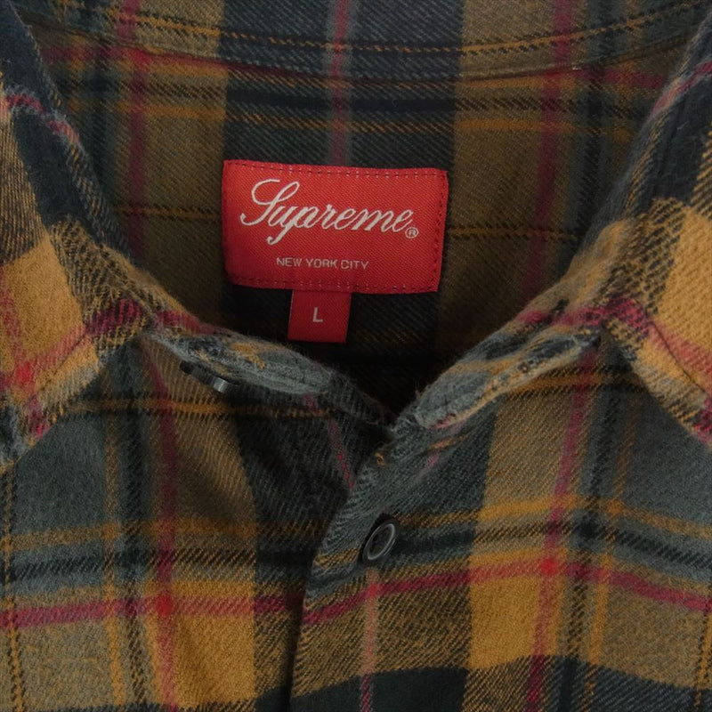 Supreme シュプリーム 22AW Plaid Flannel Shirt ロゴ刺繍 プライド フランネル 長袖 シャツ L【中古】