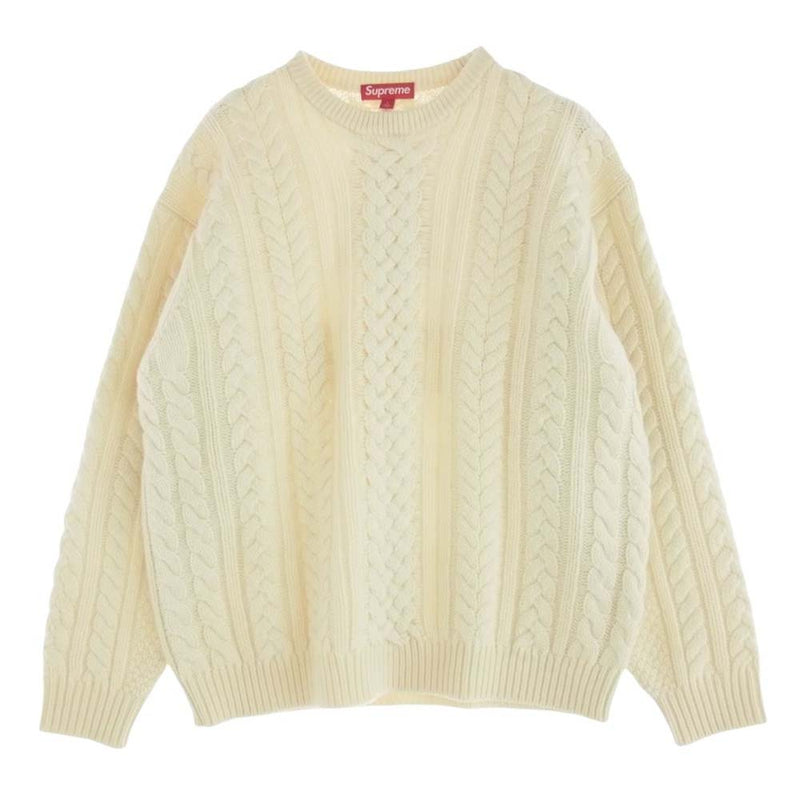 Supreme シュプリーム 23AW Applique Cable Knit Sweater Ivory アップリケ ケーブル ニット セーター アイボリー ホワイト系 L【中古】