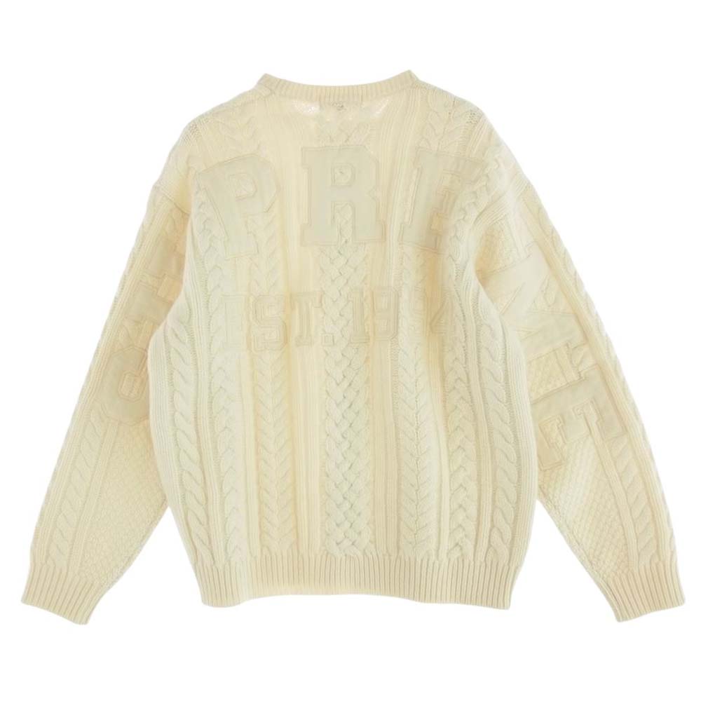 Supreme シュプリーム 23AW Applique Cable Knit Sweater Ivory アップリケ ケーブル ニット セーター アイボリー ホワイト系 L【中古】