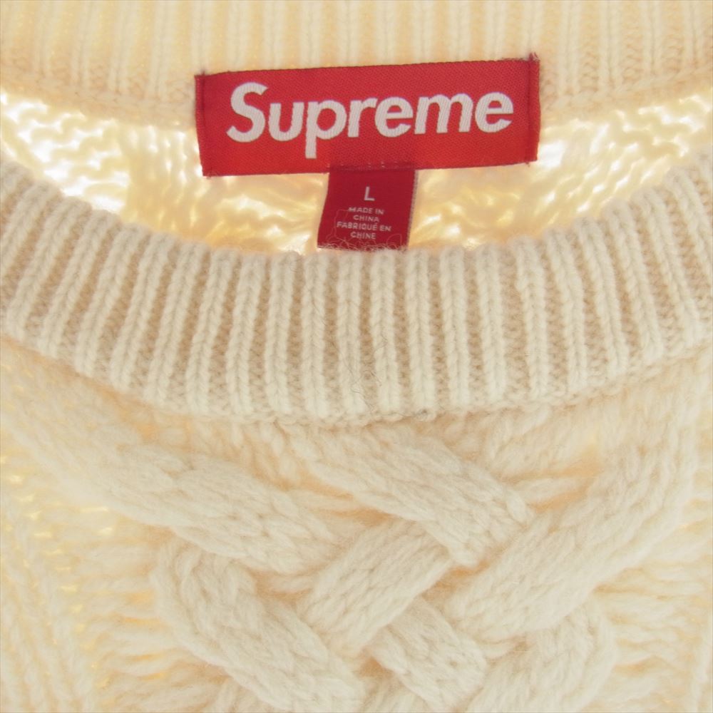 Supreme シュプリーム 23AW Applique Cable Knit Sweater Ivory アップリケ ケーブル ニット セーター アイボリー ホワイト系 L【中古】