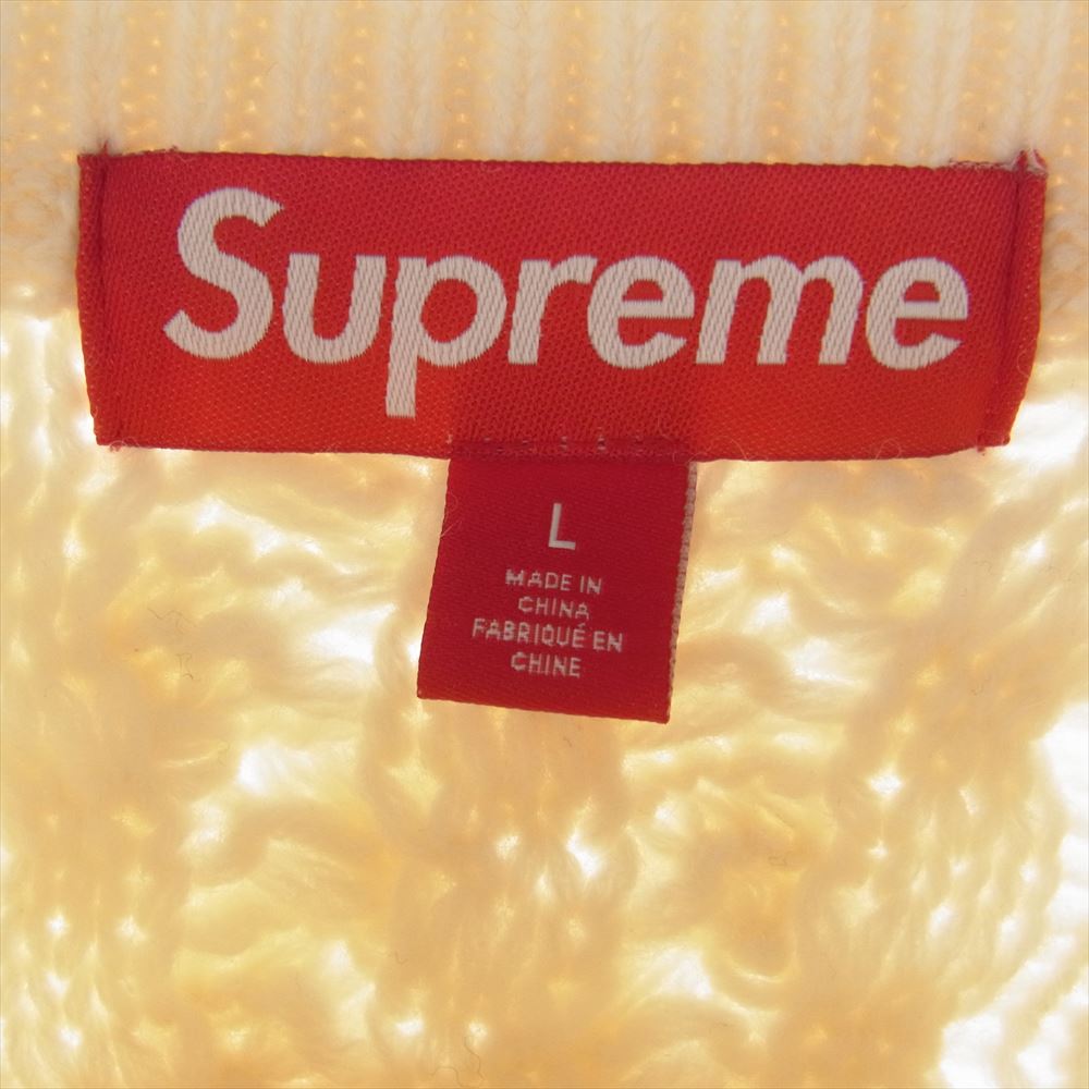 Supreme シュプリーム 23AW Applique Cable Knit Sweater Ivory アップリケ ケーブル ニット セーター アイボリー ホワイト系 L【中古】