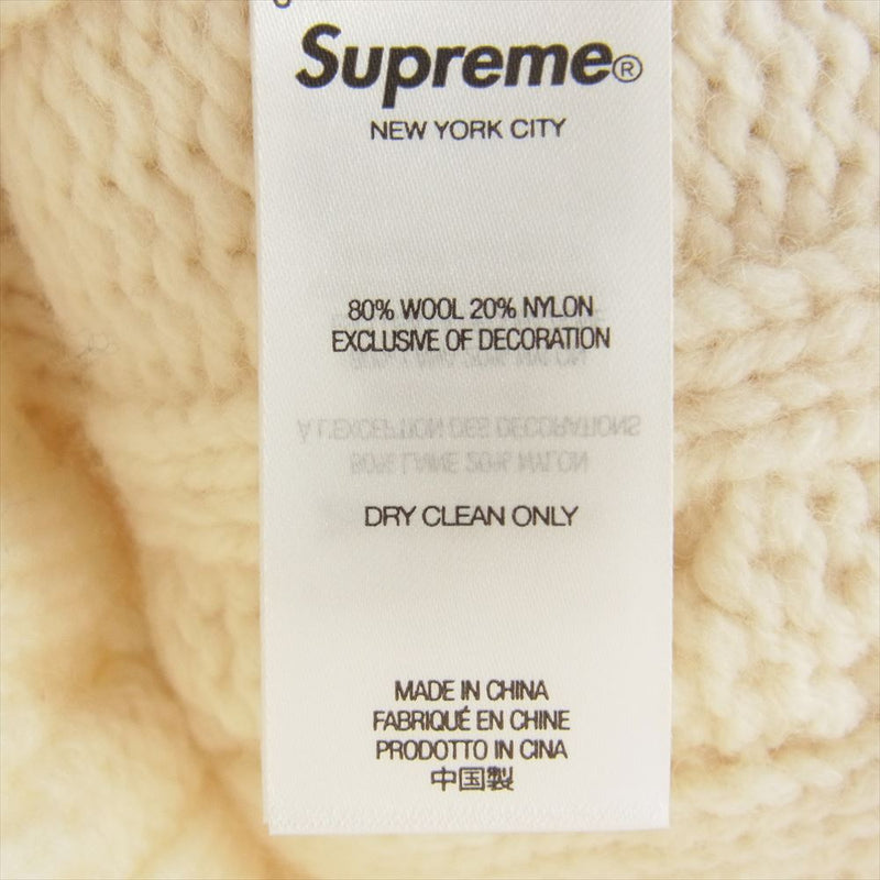 Supreme シュプリーム 23AW Applique Cable Knit Sweater Ivory アップリケ ケーブル ニット セーター アイボリー ホワイト系 L【中古】