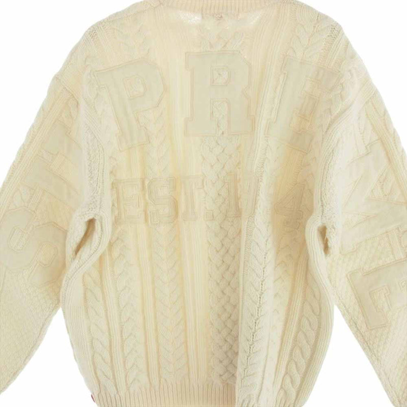 Supreme シュプリーム 23AW Applique Cable Knit Sweater Ivory アップリケ ケーブル ニット セーター アイボリー ホワイト系 L【中古】