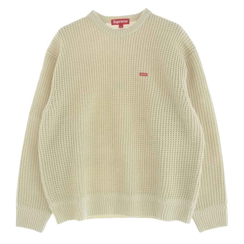 Supreme シュプリーム 24AW Waffle Small Box Sweater ワッフル スモール ボックス ロゴ セーター ニット オフホワイト系 L【極上美品】【中古】