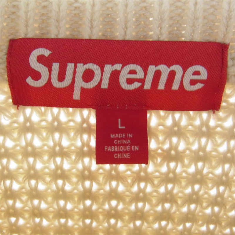 Supreme シュプリーム 24AW Waffle Small Box Sweater ワッフル スモール ボックス ロゴ セーター ニット オフホワイト系 L【極上美品】【中古】