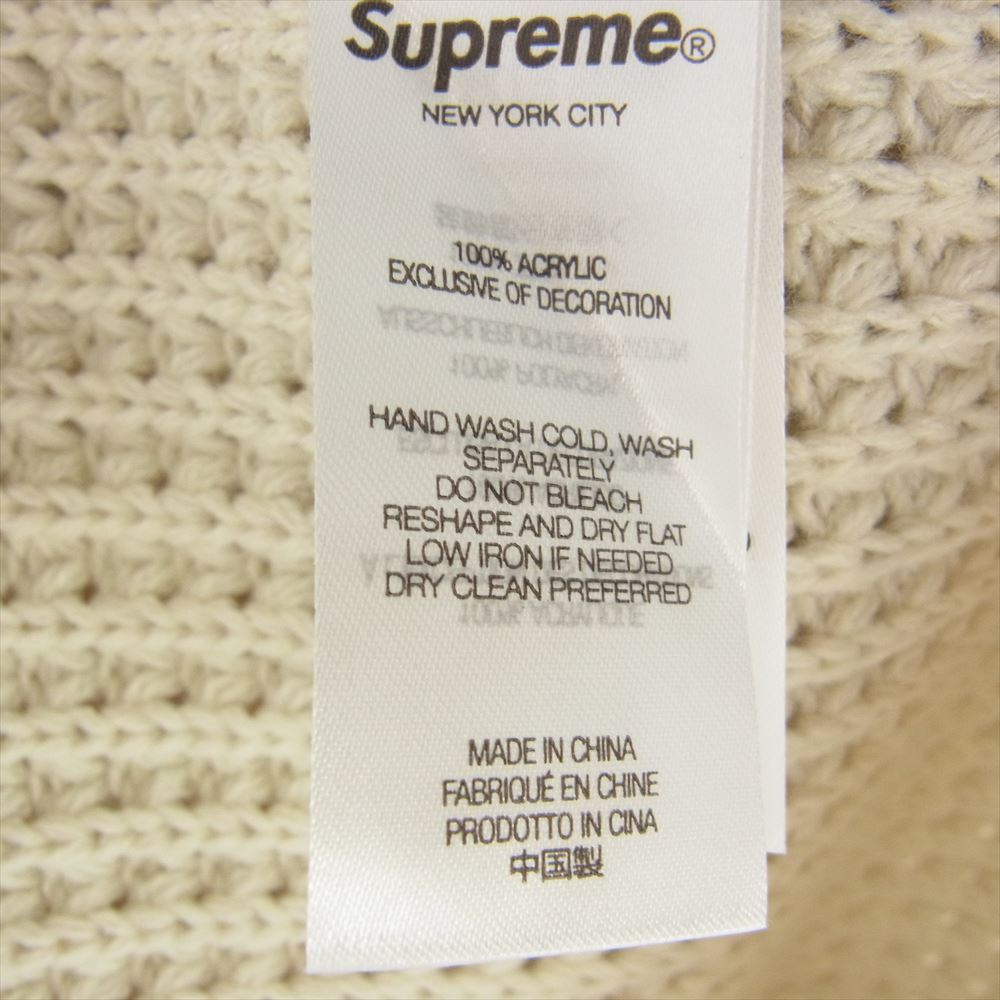 Supreme シュプリーム 24AW Waffle Small Box Sweater ワッフル スモール ボックス ロゴ セーター ニット オフホワイト系 L【極上美品】【中古】