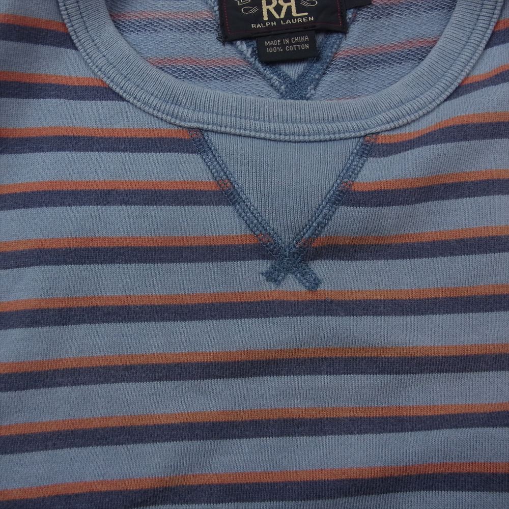 RRL ダブルアールエル S/S BORDER SWEAT SHIRTS ボーダー スウェット シャツ 半袖 ブルー系 L【中古】