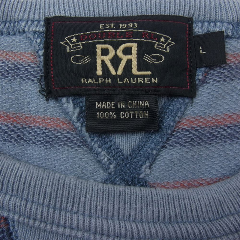 RRL ダブルアールエル S/S BORDER SWEAT SHIRTS ボーダー スウェット シャツ 半袖 ブルー系 L【中古】