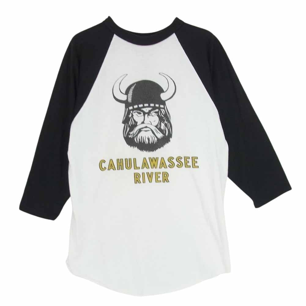 TENDERLOIN テンダーロイン 17SS T-RAGLAN 3/4 CAHULAWASSEE RIVER プリント ラグラン カットソー ブラック系 M【中古】