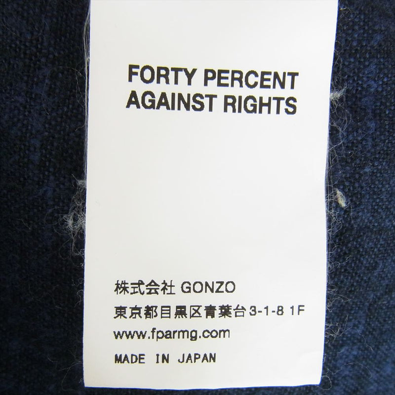 FORTY PERCENT AGAINST RIGHTS FPAR フォーティー パーセント アゲインスト ライツ 19SS FPAR MEX HOODED SHIRT LS フーディー プルオーバー シャツ 長袖 ネイビー系 S【中古】