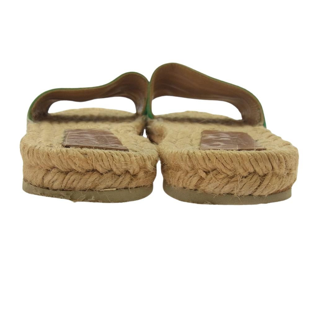マリサ レイ DELFOS SANDALS デルフィ 藁 スエード サンダル グリーン系 37【中古】