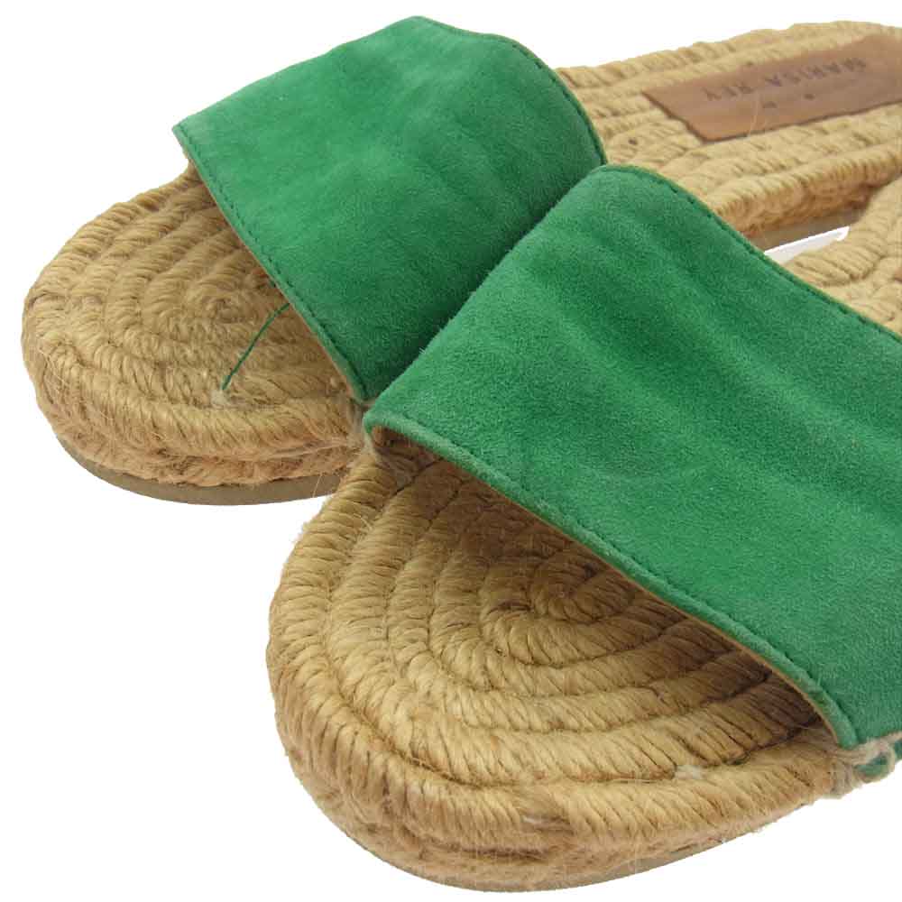 マリサ レイ DELFOS SANDALS デルフィ 藁 スエード サンダル グリーン系 37【中古】