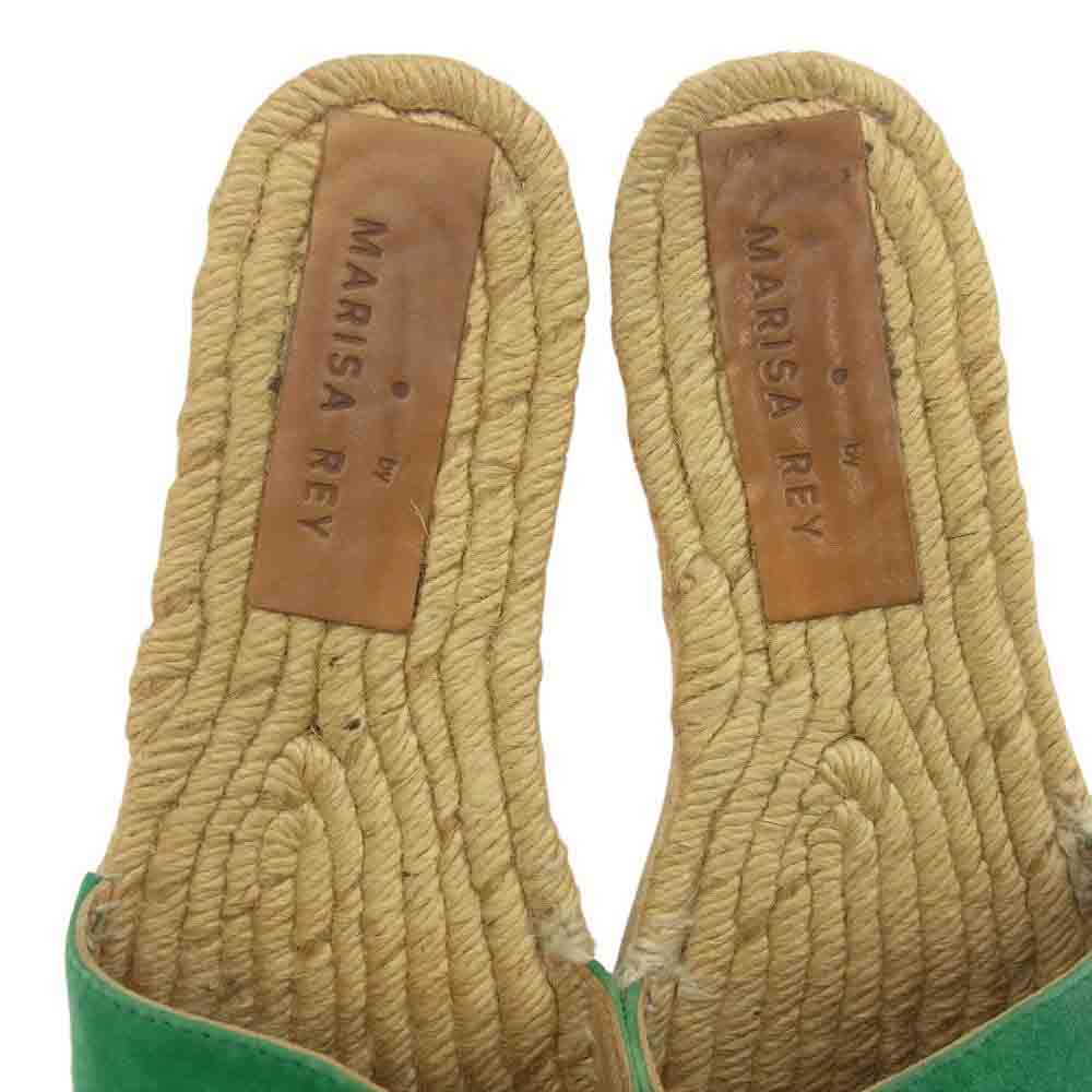 マリサ レイ DELFOS SANDALS デルフィ 藁 スエード サンダル グリーン系 37【中古】