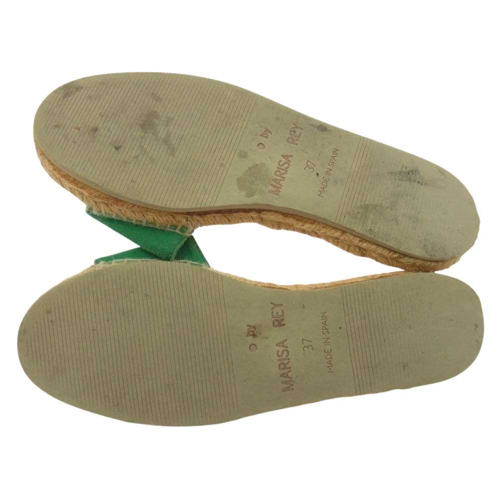 マリサ レイ DELFOS SANDALS デルフィ 藁 スエード サンダル グリーン系 37【中古】