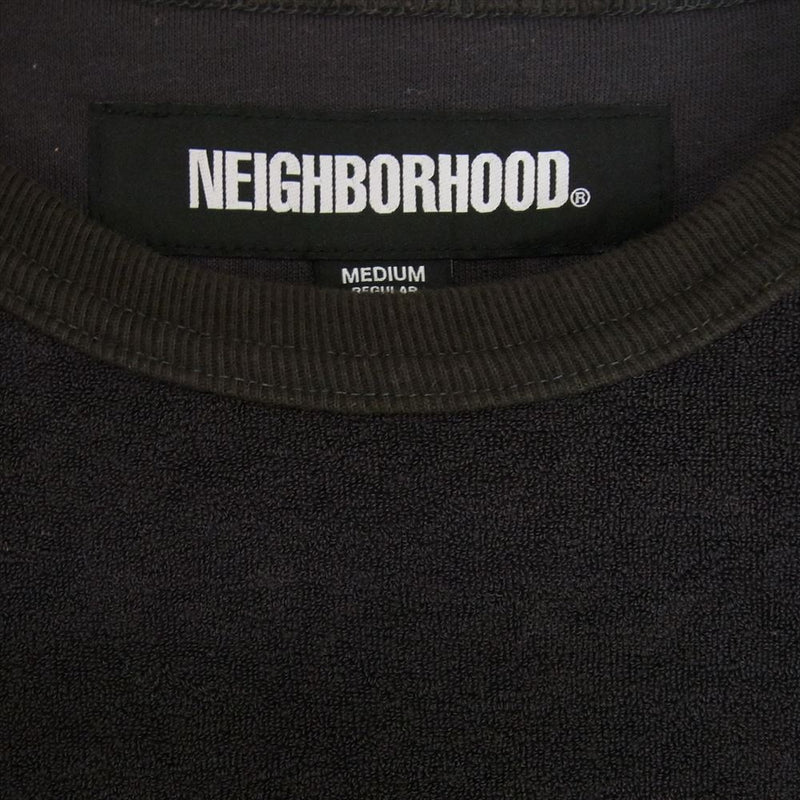 NEIGHBORHOOD ネイバーフッド 24SS 241FPNH-CSM07 PILE CREWNECK SS ロゴ刺繍 パイル地 ショートスリーブ クルーネック 半袖 カットソー ダークグレー系 M【中古】