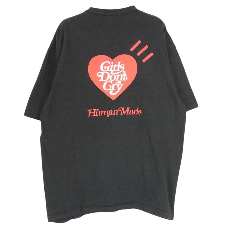 HUMAN MADE ヒューマンメイド 23SS XX25TE012 girls don't cry ガールズドントクライ GDC VALENTINE'S DAY T-SHIRT Ｔシャツ ブラック系 2XL【中古】