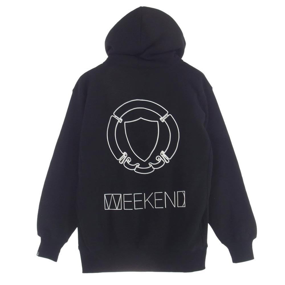 FRAGMENT DESIGN フラグメントデザイン × WEEKEND × Sequel Univ ウィークエンド シークエル カレッジ ロゴ パーカー フーディ スウェット パーカー ブラック系 L【中古】