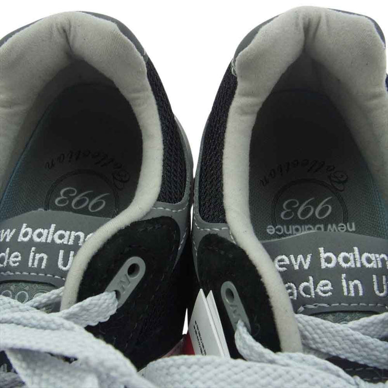 NEW BALANCE ニューバランス MR993BK USA製 993 スエード メッシュ ローカット スニーカー ブラック系 26.5cm【新古品】【未使用】【中古】