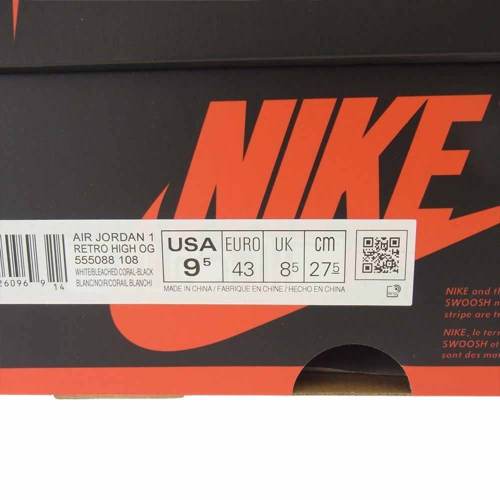 NIKE ナイキ 555088-108 Air Jordan 1 エアジョーダン High OG Bleached Coral ハイ OG ブリーチド コーラル ハイカット スニーカー ブラック系 ホワイト系 27.5cm【中古】