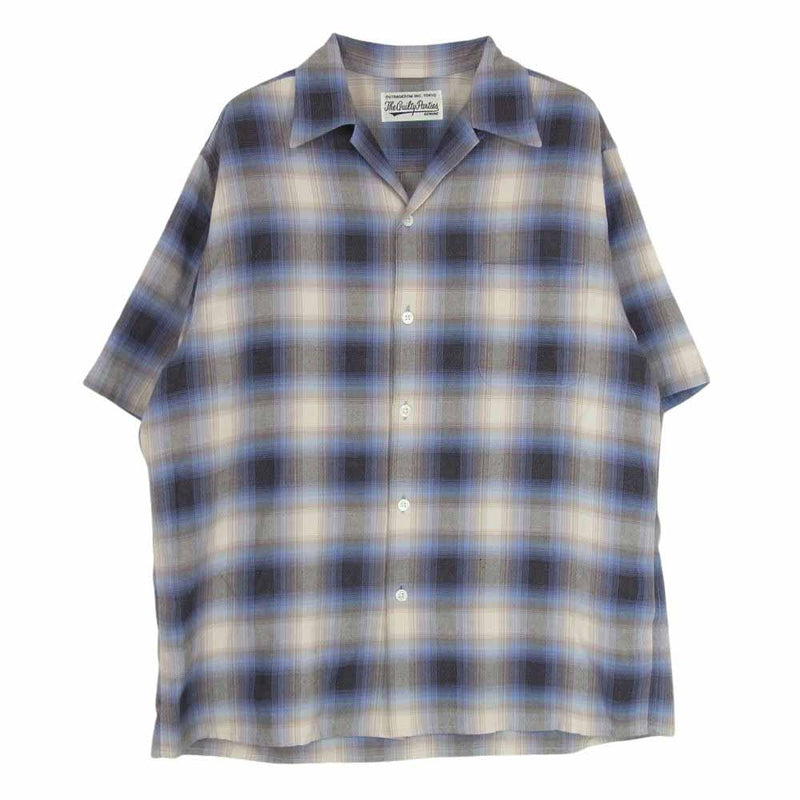 WACKO MARIA ワコマリア 24SS 24SS-WMS-OC10 OMBRE CHECK OPEN COLLAR SHIRT S/S オンブレチェック アロハ オープンカラー シャツ ブルー系 M【美品】【中古】