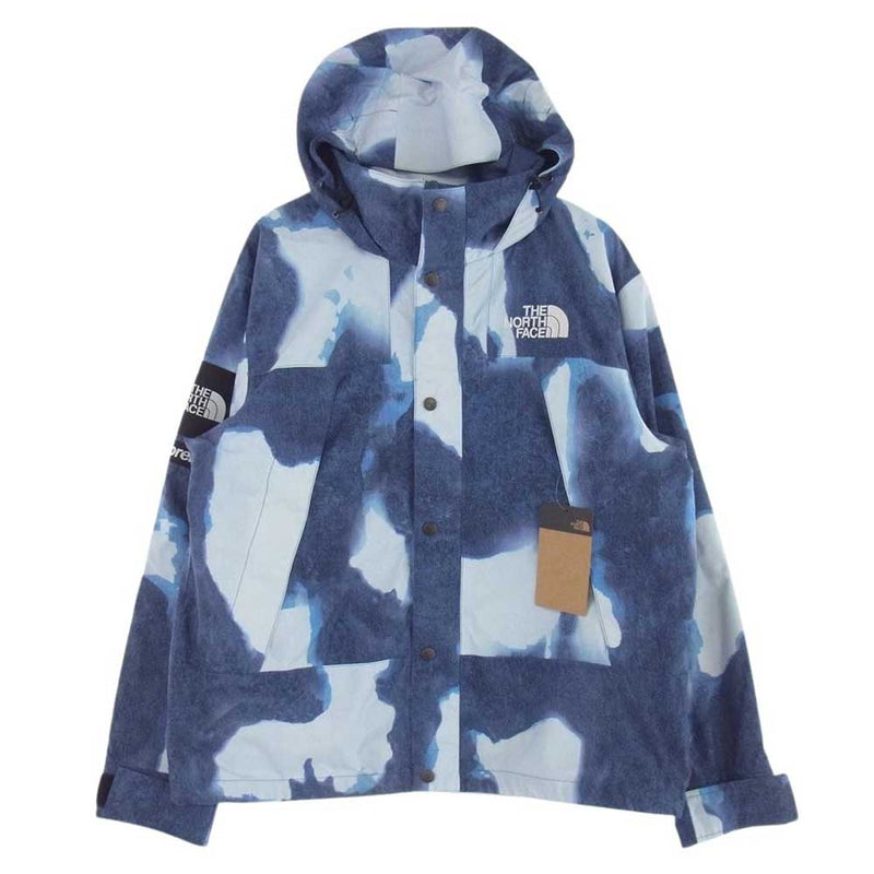 Supreme シュプリーム 21AW  × THE NORTH FACE ノースフェイス Bleached Denim Print Mountain ブリーチ デニム プリント マウンテンジャケット パーカー ブルー系 M【美品】【中古】