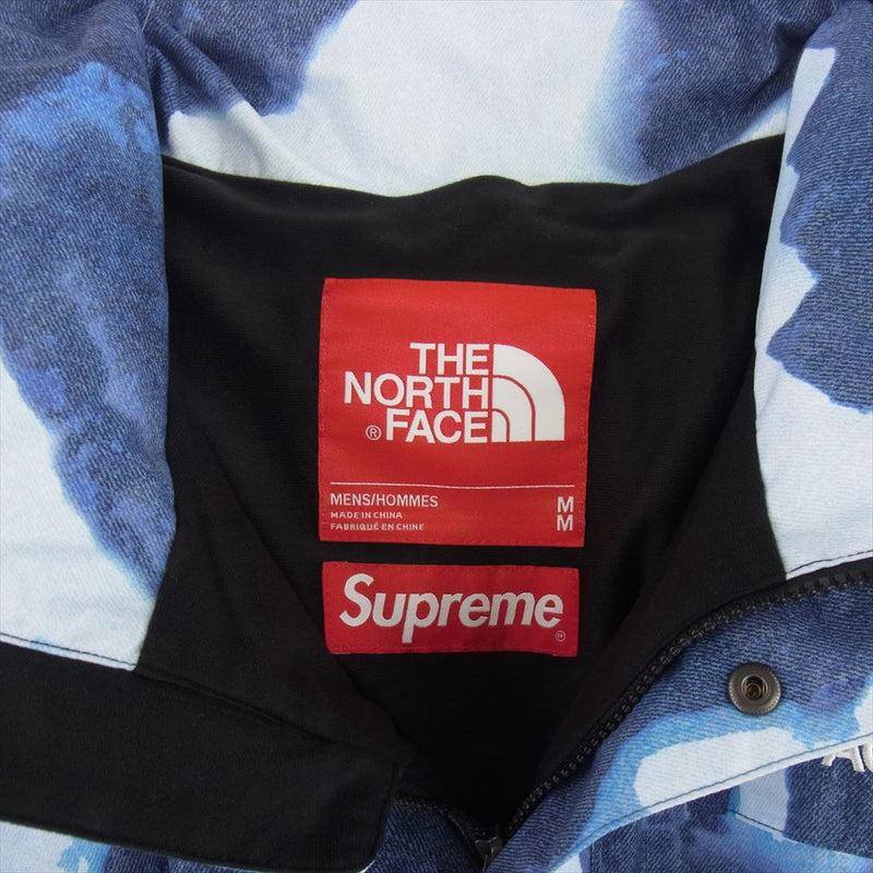 Supreme シュプリーム 21AW  × THE NORTH FACE ノースフェイス Bleached Denim Print Mountain ブリーチ デニム プリント マウンテンジャケット パーカー ブルー系 M【美品】【中古】