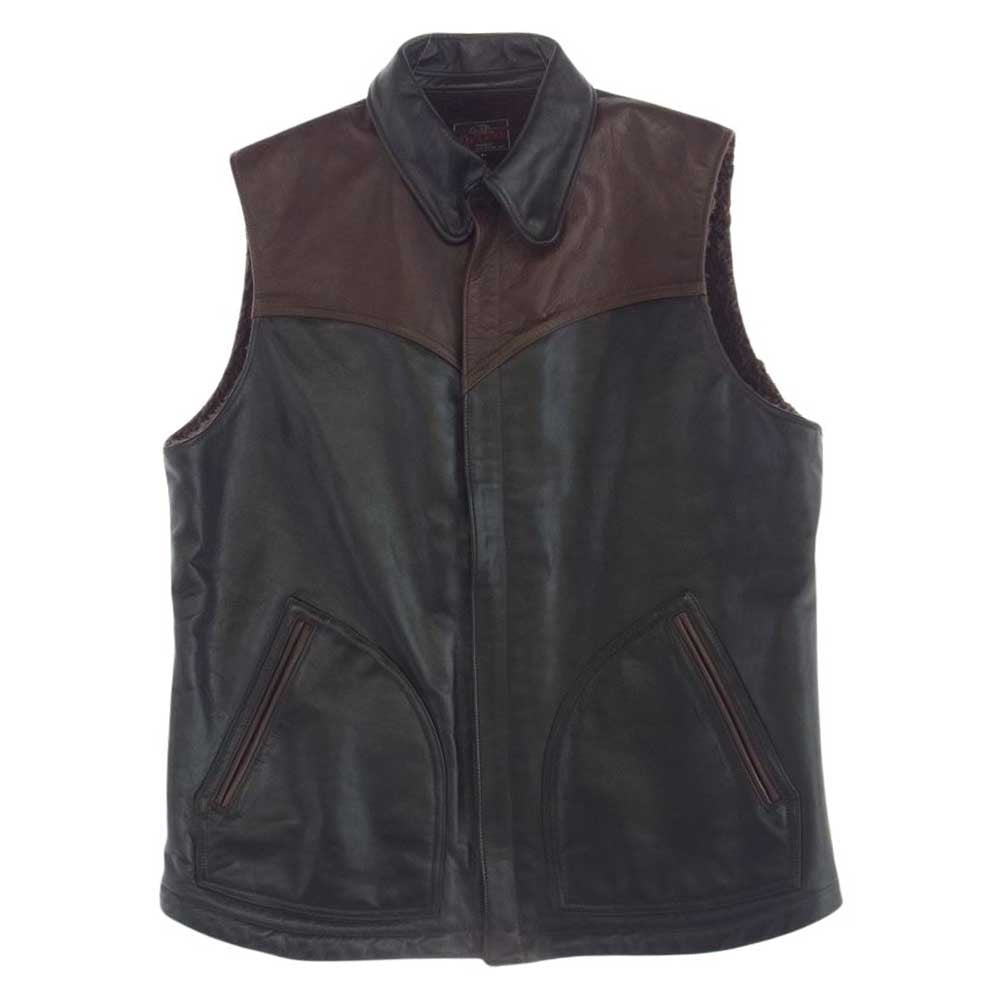 デラックスウエア D-16SP ALL HORSEHIDE VEST 裏地ボア オール ホースハイド レザー ベスト ブラウン系 ブラック系 L【中古】