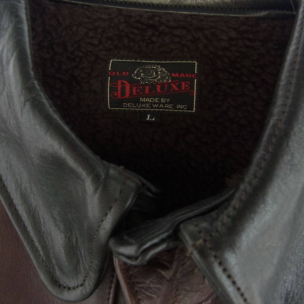 デラックスウエア D-16SP ALL HORSEHIDE VEST 裏地ボア オール ホースハイド レザー ベスト ブラウン系 ブラック系 L【中古】