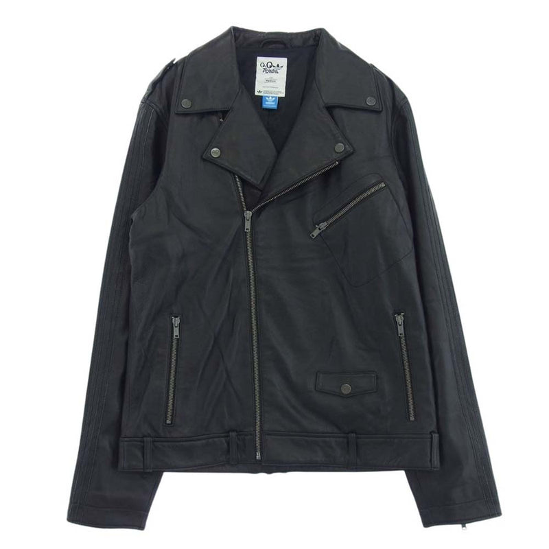 adidas アディダス E75732 × ALYASHA LEATHER RIDERS JACKET SHEEPSKIN LEATHER アルヤシャ ラムレザー ダブルライダース レザージャケット ブラック系 M【中古】