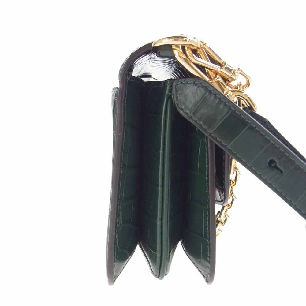 Kate Spade ケイトスペード ダコタ クロコエンボス ミディアム コンバーチブル ショルダーバッグ グリーン系【極上美品】【中古】