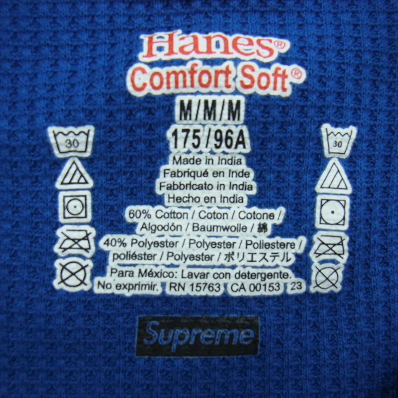 Supreme シュプリーム 23AW Hanes Bones Thermal Crew Blue ハネス ボーン サーマル クルー 長袖 Tシャツ ブルー系 M【中古】