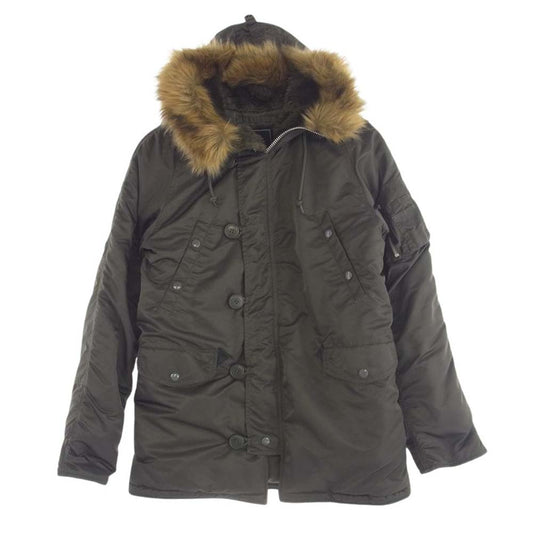 ALPHA アルファ 20094-276 N-3B Tight ナイロン ファー脱着可能 フライトジャケット ミリタリージャケット カーキ系 M【美品】【中古】