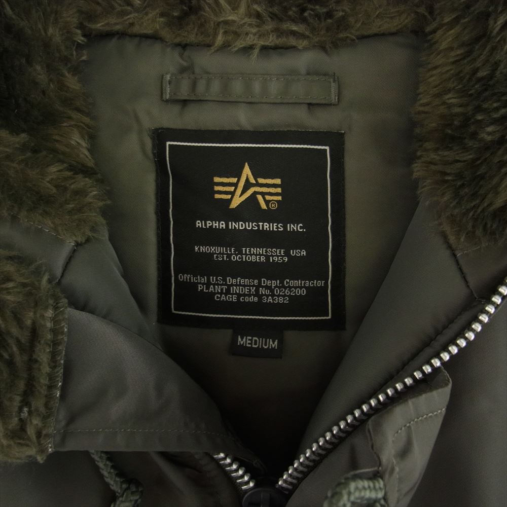 ALPHA アルファ 20094-276 N-3B Tight ナイロン ファー脱着可能 フライトジャケット ミリタリージャケット カーキ系 M【美品】【中古】