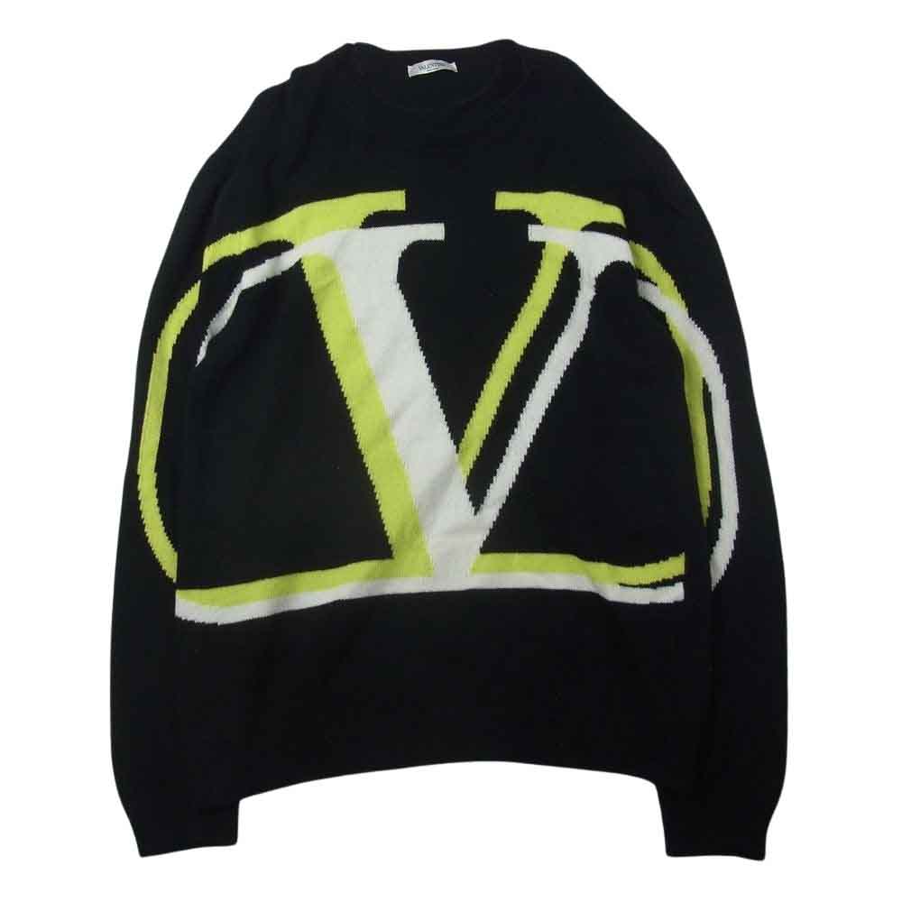 VALENTINO ヴァレンティノ UV3KC09Q6L4 Vロゴ ウール カシミヤ ニット セーター ブラック系 XXL【中古】