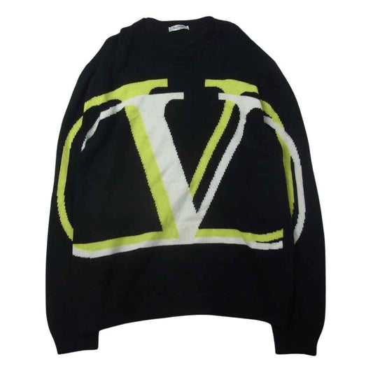 VALENTINO ヴァレンティノ UV3KC09Q6L4 Vロゴ ウール カシミヤ ニット セーター ブラック系 XXL【中古】