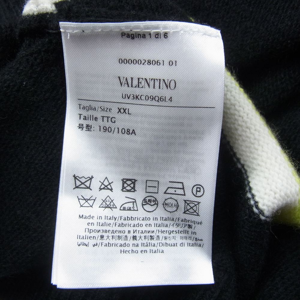 VALENTINO ヴァレンティノ UV3KC09Q6L4 Vロゴ ウール カシミヤ ニット セーター ブラック系 XXL【中古】