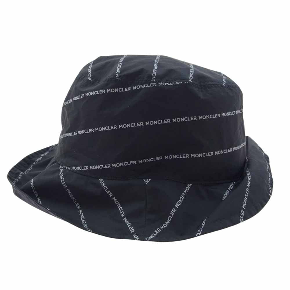 MONCLER モンクレール ロゴ ナイロン リバーシブル バケット ハット 帽子 ネイビー系 XL【中古】