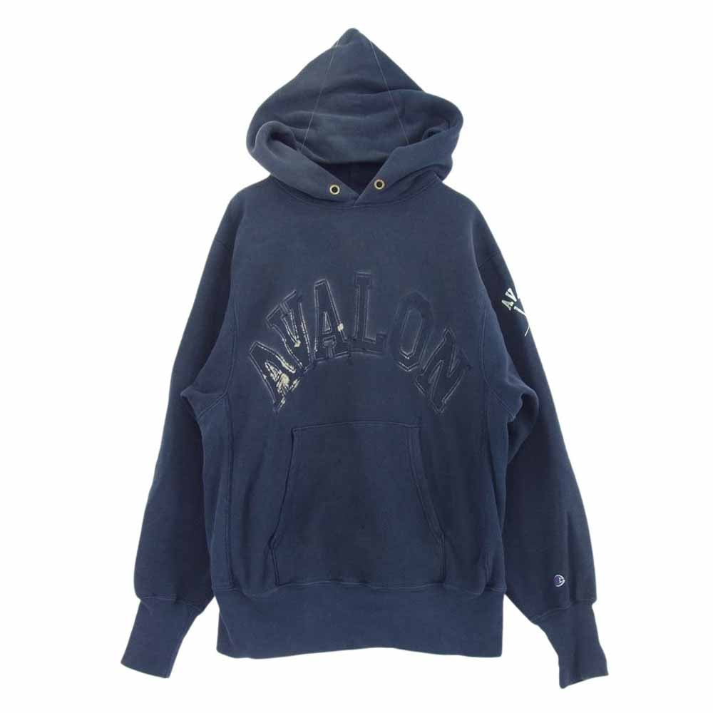 Champion チャンピオン USA製 ヴィンテージ 90s REVERSE WEAVE AVALON NAVY リバースウィーブ 染み込み スウェット ネイビー系 M【中古】