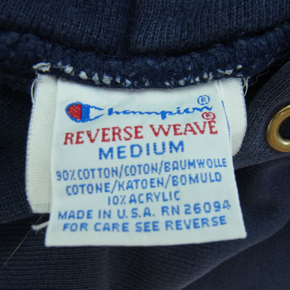 Champion チャンピオン USA製 ヴィンテージ 90s REVERSE WEAVE AVALON NAVY リバースウィーブ 染み込み スウェット ネイビー系 M【中古】
