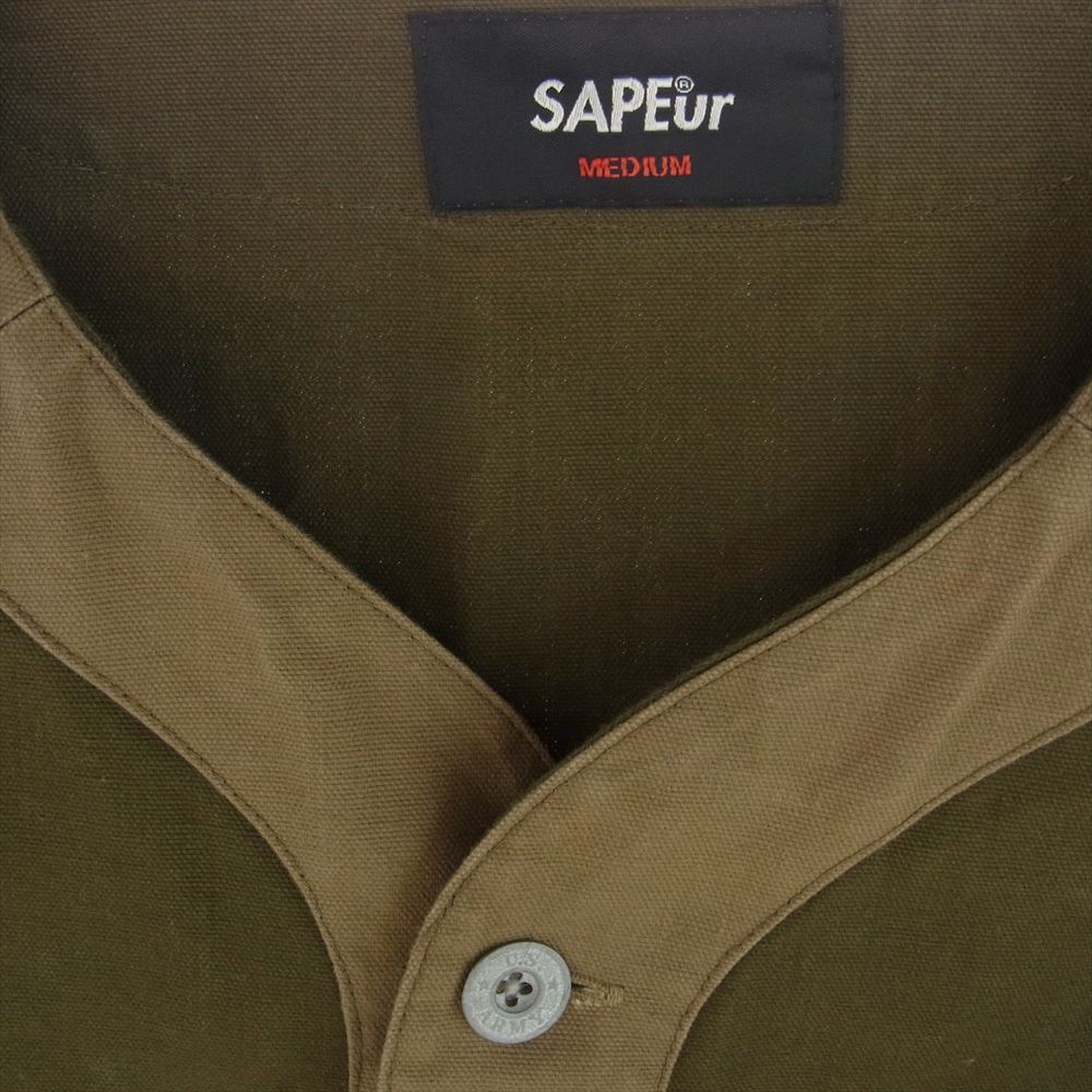 SAPEUR サプール OD Duck Shooting Shirt ダック シューティング シャツ BASEBALL SHIRTS ベースボール シャツ 半袖  カーキ系 M【中古】