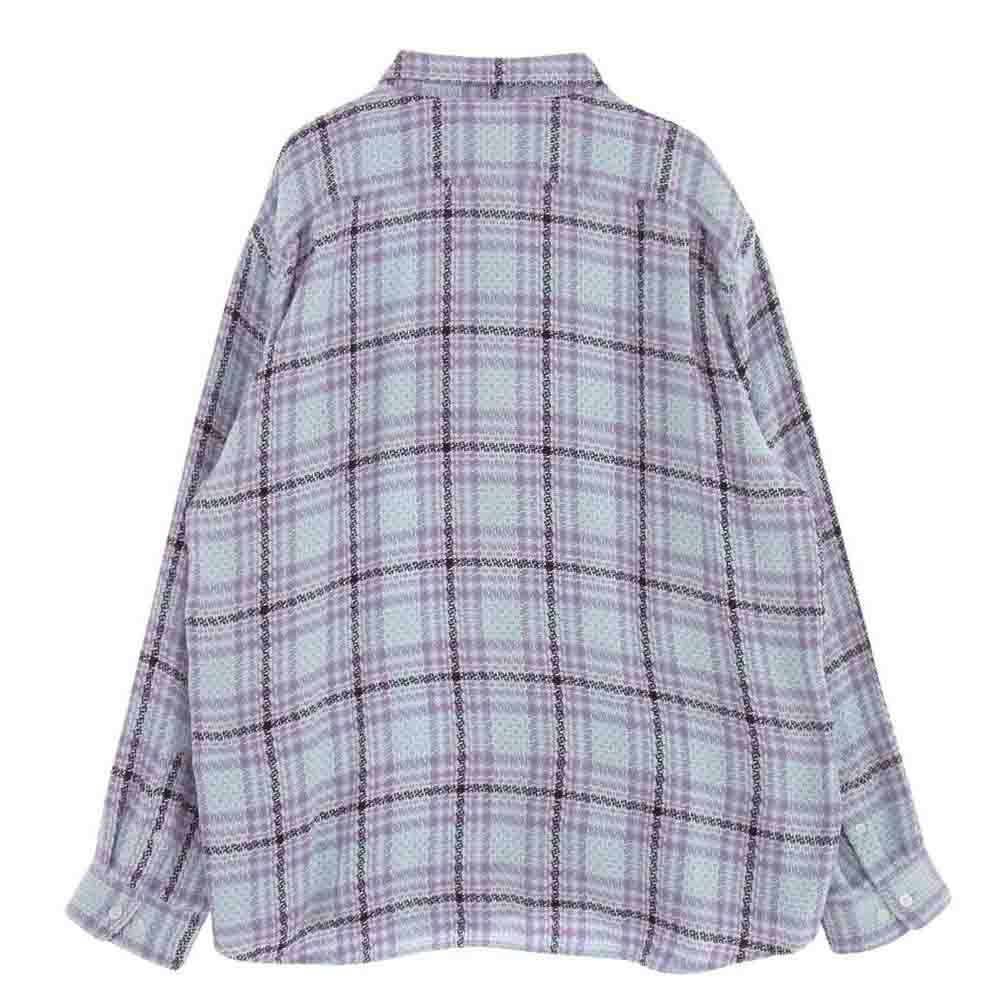 Supreme シュプリーム 23SS Basket Weave Plaid Shirt バスケット ウィーブ プレイド 長袖 シャツ  ライトブルー系 パープル系 L【中古】