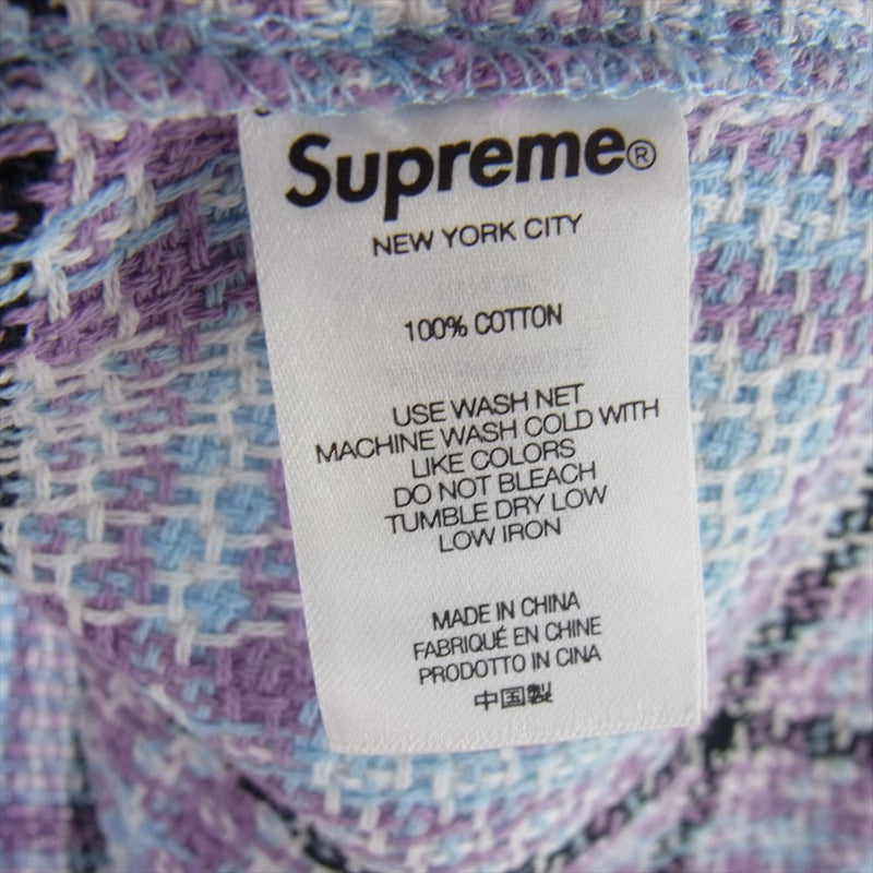 Supreme シュプリーム 23SS Basket Weave Plaid Shirt バスケット ウィーブ プレイド 長袖 シャツ  ライトブルー系 パープル系 L【中古】