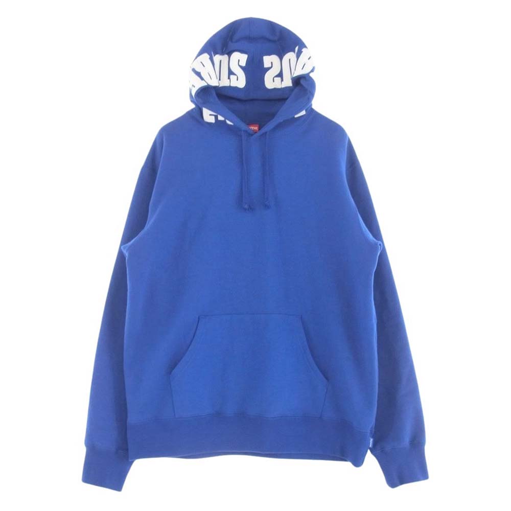 Supreme シュプリーム  19AW  Mirrored Logo Hooded Sweatshirt ミラーロゴ スウェットシャツ パーカー フーディ ブルー系 L【中古】