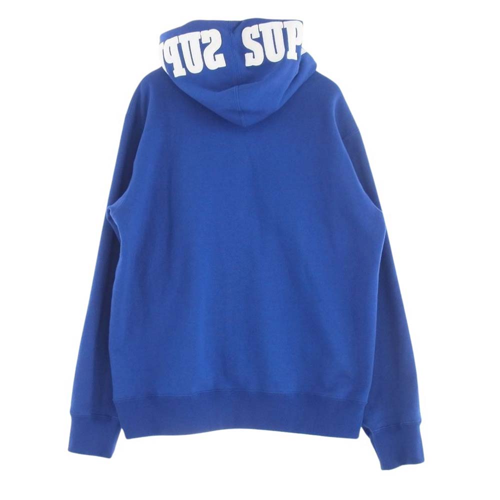 Supreme シュプリーム  19AW  Mirrored Logo Hooded Sweatshirt ミラーロゴ スウェットシャツ パーカー フーディ ブルー系 L【中古】